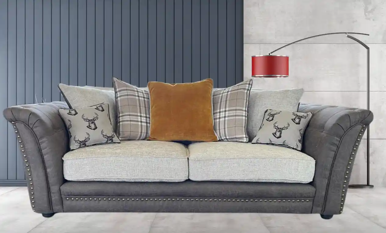 Lola 3 Seater Grey Check